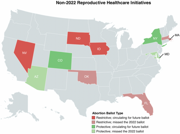Non-2022 Reproductive Healthcare Initiatives map